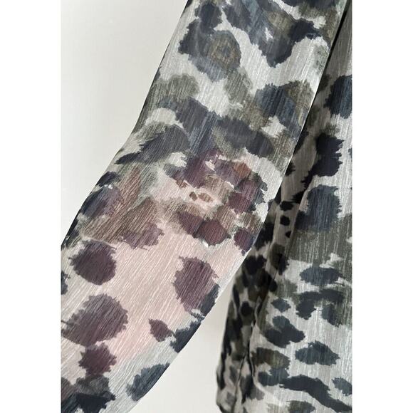 Paper Crane Anthropologie Tunic Dress Women’s Sz M Blouse Abstract Leopard Gray - Picture 9 of 13